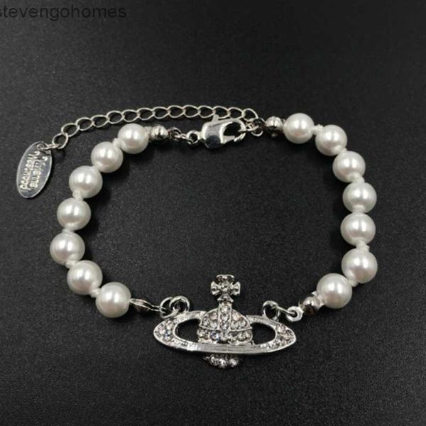 

pearl diamond saturn planet full pendant bracelet, Silver