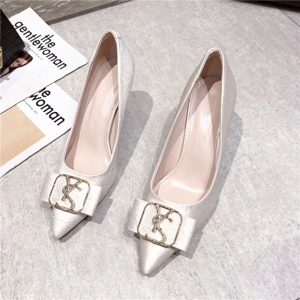 

stiletto light square button pointed black single shoes 2020 female fall high 7.5cm heel 691-21d 55h8