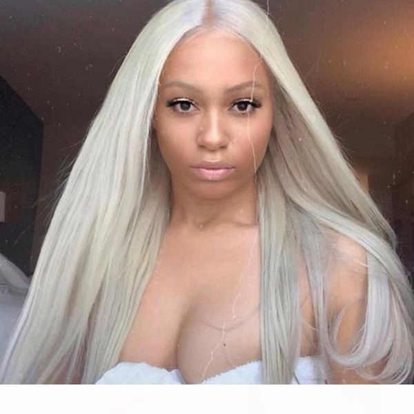 

60# ash blonde 13x4 lace front human hair wigs thick long remy brazilian 180 200 250 density white blonde 13x6lace frontal wig, Black;brown