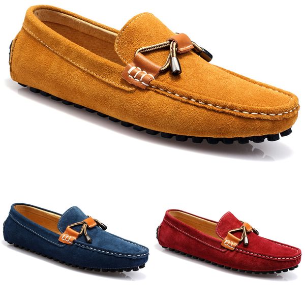 

non-brand men british peas shoes leather casual fashion breathable dark blue red yellow brown lazy overshoes 38-44