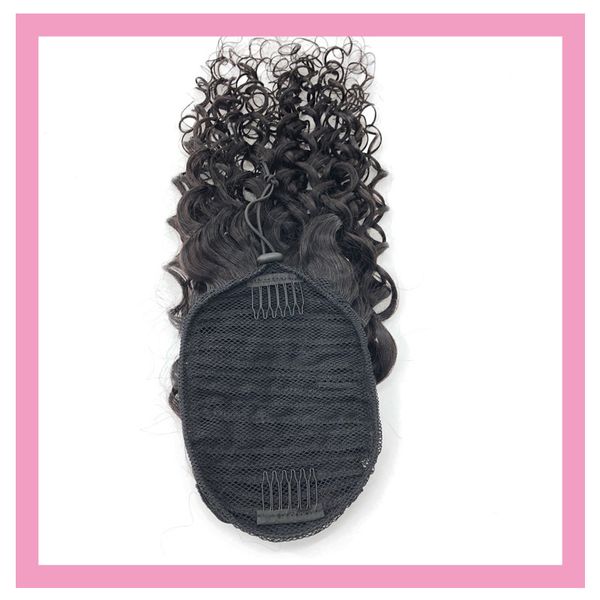 

malaysian hair extensions ponytails water wave curly 100g remy natural color 1b# ponytail 100% human hair water wave, Black