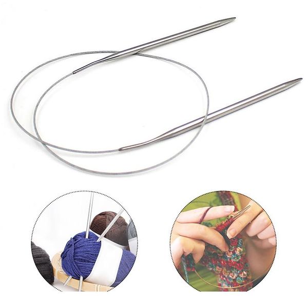 

43/60 / 120cm расширенные кольца иглы проводные канатные кольца из нержавеющей стали игл свитер игл игла 6 - 16 вязание крючком иглы knitti, Silver
