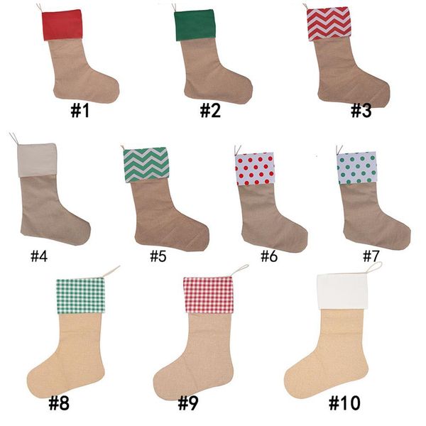 

gift decorations quality bags canvas christmas 45*30cm high xmas stocking large plain burlap decorative socks