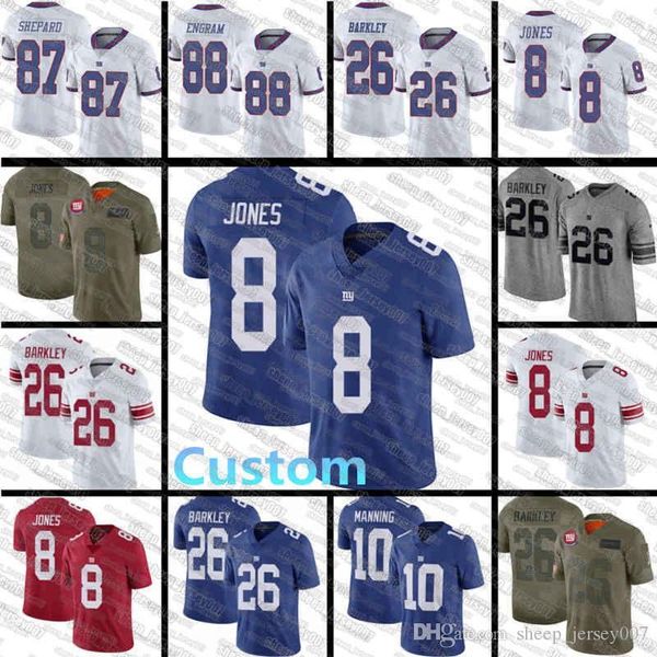 

нью-йорк гиганты мужчины # 10 eli manning 8 daniel jones 26 saquon barkley 56 lawrence taylor 88 evan engram женщины молодежь нфл джерси, Black;red