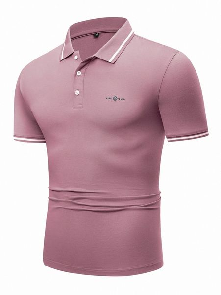 

men contrast trim polo shirt l9vy#, White;black