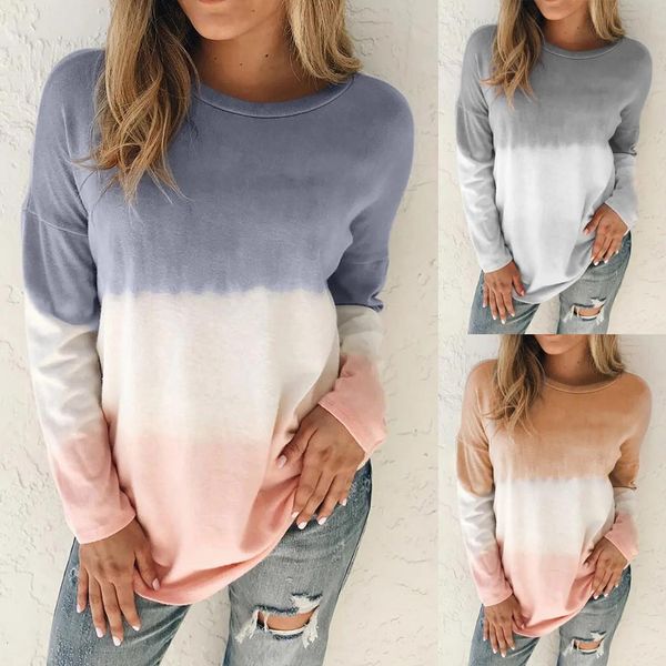 

#h40 oversized hoodie women tie dye print plus size hoodies gradient pullover oneck long sleeve sweatshirt spring fall, White