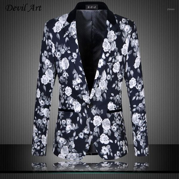

men's floral blazer business suit jacket dress blazer slim wedding veste homme mariage size:m- 5xl 6xl 98681, White;black