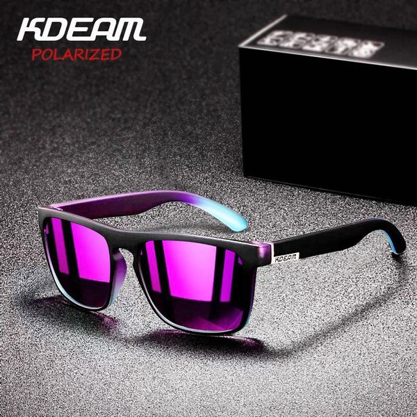 

sunglasses kdeam sport style polarized men purple blue mirror lens fashion square sun glasses male outdoor sports goggles ce n9, White;black