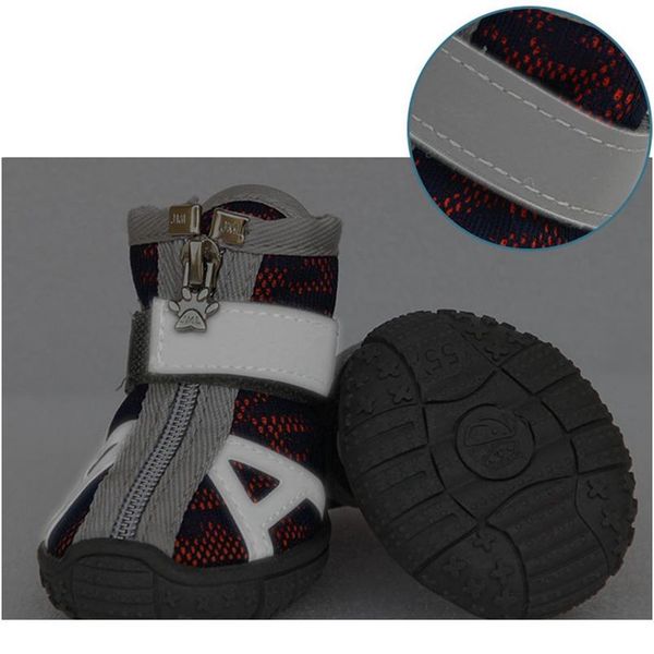 

4pcs/lot casual anti-slip small dog shoes cute pet shoes reflective breathable soft bottom mesh d jllzep