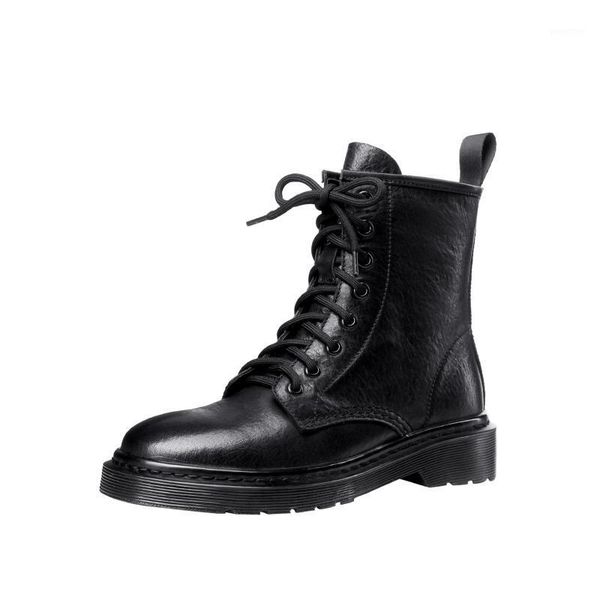 

boots lmyom brand genuine leather female british style wild horse foreign trade large size 40-43 short boots1, Black