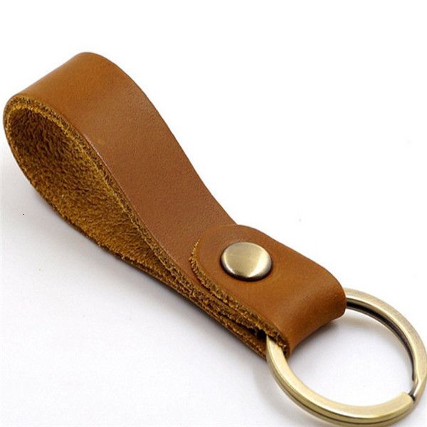 

leather luxury real designer key chain stainless steel keychain keyring in golden with brown, Silver