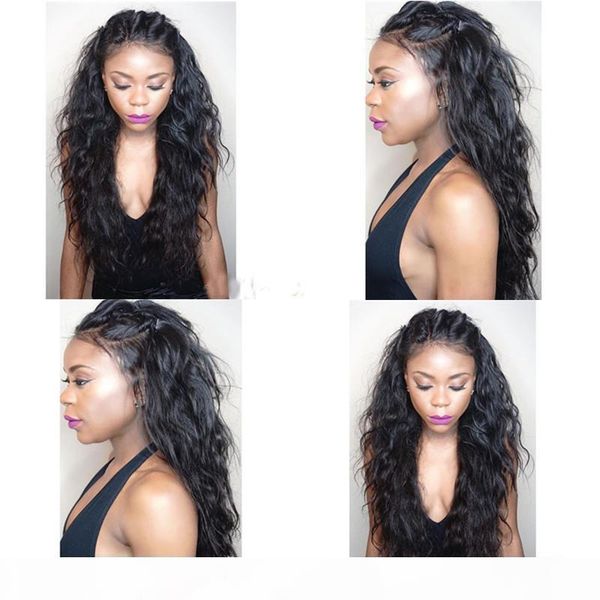 

100 unprocessed brazilian loose wave wig with baby hair brazilian glueless full lace human hair wigs for black women, Black;brown