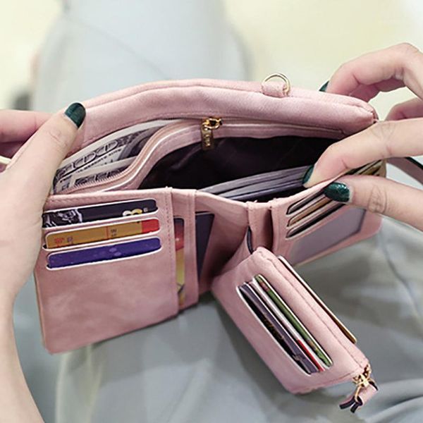 

wallets women short matte casual hit color small fresh two-fold clutch bag coin purse style leisure frosted card wallet1, Red;black