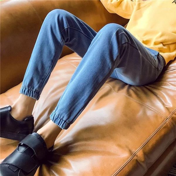 

summer new style japanese-style popular brand men ankle banded pants loose blue baggy pants men's trousers drawstring harem jean1