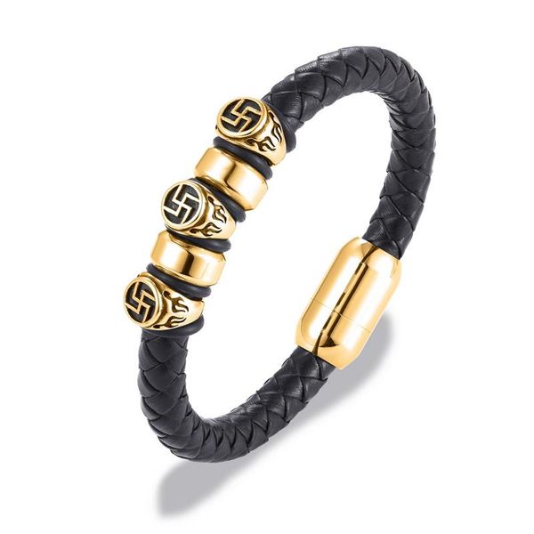 

mkendn new arrival buddha he braided leather bracelet men skull stainless steel magnetic clasp bangles punk male jewelry wmtqyb xhlove