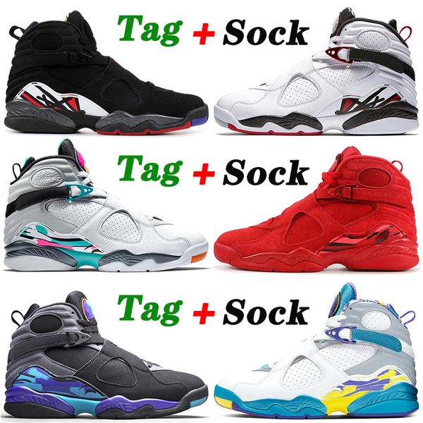 

2021 new arrival valentines day 8 8s basketball shoes white aqua black mens womens jumpman chrome retro trainers athletic 7-13, White;red
