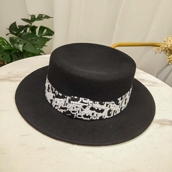 

wide brim hats fashion high-end atmosphere versatile trend flat australian wool luxury hat quanlity, Blue;gray