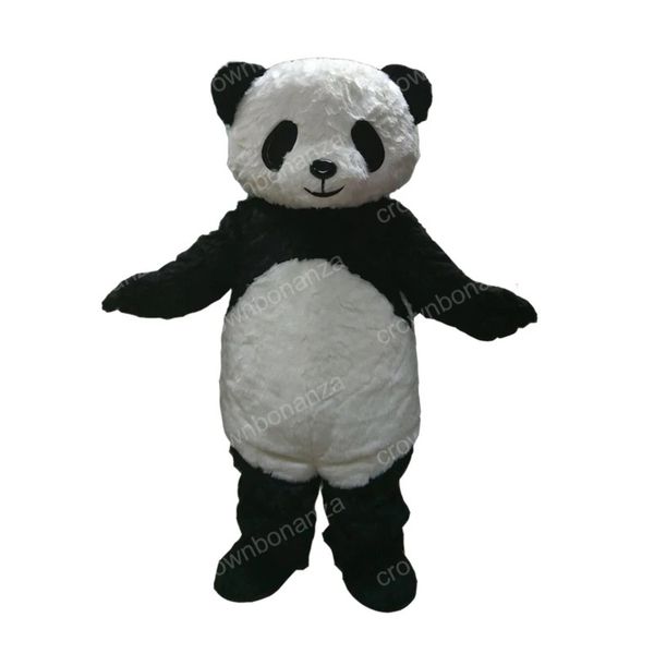 Costume della mascotte del panda della peluche di Halloween Vestito del vestito del personaggio dei cartoni animati di alta qualità Formato adulto Vestito all'aperto della festa di compleanno di carnevale di Natale