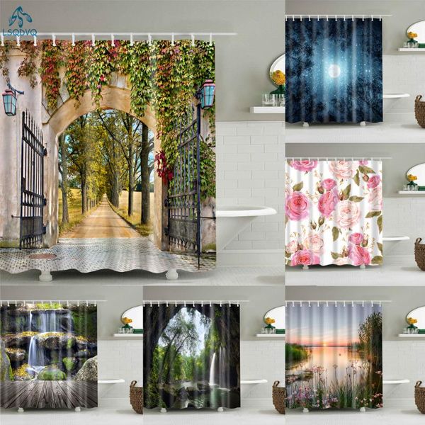 

shower curtains plant trees flower curtain bathroom waterproof polyester sets for with hooks