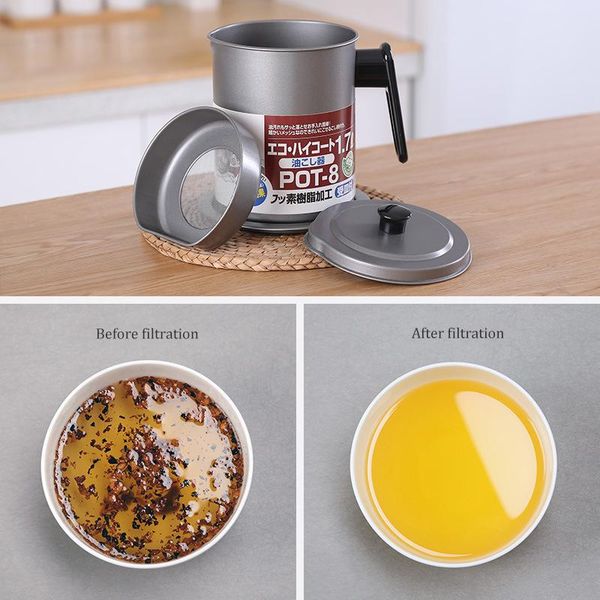 

oil strainer pot grease can 1.7l stainless steel oil storage can container with fine mesh for storing frying oil cooking grease wmttnr