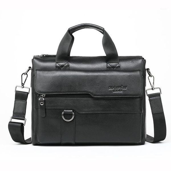 

briefcases men's leather bag briefcase office for men shoulder man's genuine business male tote handbag1