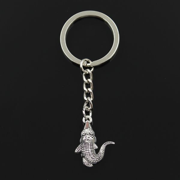

fashion 30mm key ring metal key chain keychain jewelry antique silver color plated crocodile alligator 26x20mm pendant