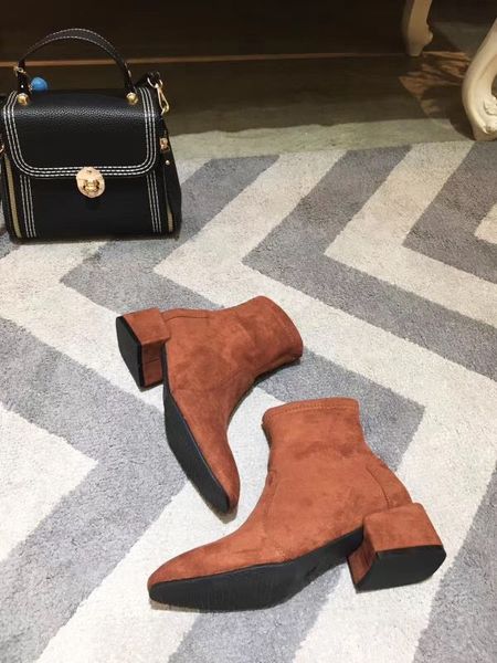 

designer women boots calf leather winter boots pointed toe shoes with box, Black
