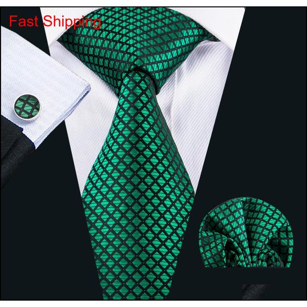 

fast shipping neckties blue fashion luxurious mens tie silk necktie pocket square cufflinks set for men business wedding party i42wt, Black;blue