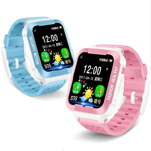 

student children's smart watch mobile phone waterproof boys and girls take ps recording positioning touch screen, Blue