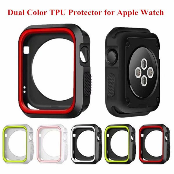 

40mm 44mm dual color soft silicone cover for apple watch 42mm 38mm tpu protective case for iwatch series 1 2 3 4 5