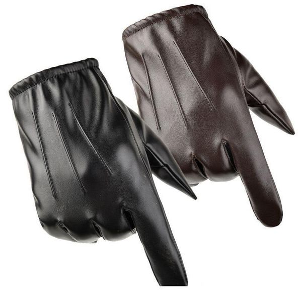 

winter men black leather gloves anti-skid touch screen outdoor driving warm windproof waterproof motorcycle drivin jllreg