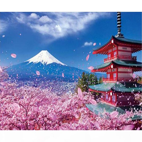 

diamond mosaic 5d diy diamond painting cross stitch scenery of mount fuji in japan diamond embroidery rhinestone decor painting