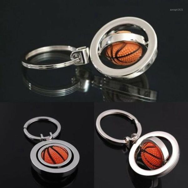

3d sports rotating football soccer /basketball keychain keyring chain ring key fob ball for relatives friends hg7220-72211