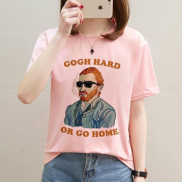 

women clothes t-shirts aesthetic van gogh print harajuku fashion vintage tee shirt 2020 new camiseta mujer streetwear femme, White