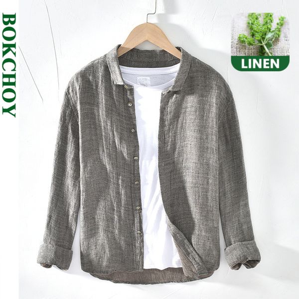 

retro linen shirts for man pure hemp made breathable comfortable vintage solid color 2020 autumn winter new gml03-1911 c1212, White;black