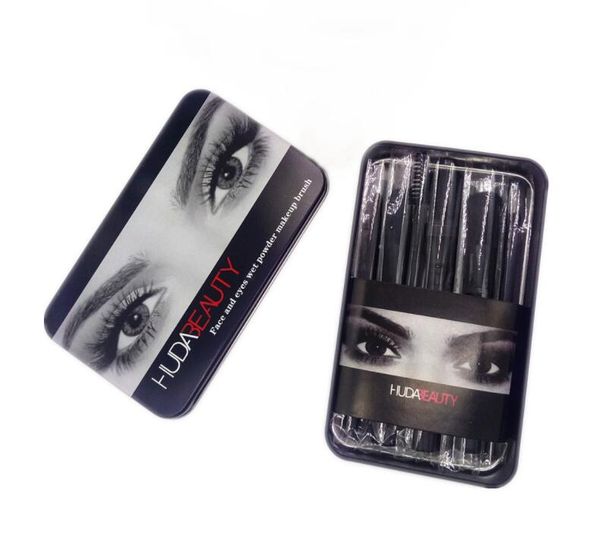 

2021 hud@-be@uty professional 12pcs makeup brush set with metal box fast ship