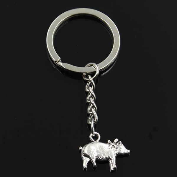 

fashion keychain 21x16mm 3d pig bronze silver color pendants diy men jewelry car key chain ring holder souvenir for gift