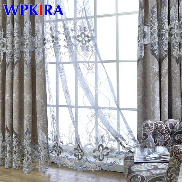 

curtain & drapes european velvet curtains for living room grey luxury embroidery blind window panel fabric bedroom wp078-30