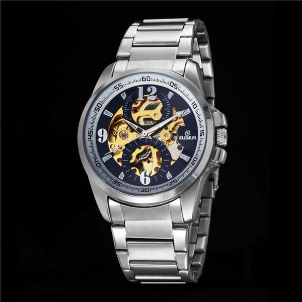 

band steel hollow goer1 men's automatic business mechanical watch men n5doazam, Slivery;brown