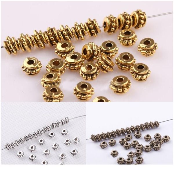 

5xm 150pcs antique silver golden bronze flower loose spacer metal beads for jewelry making diy bracelet necklace w jlliam, Black