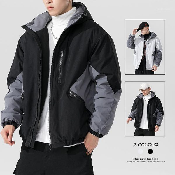 

2020 winter coat men's warm parkas streetwear cotton coats slim male jackets windproof jackets and coats man winter outwear 5xl1, Black