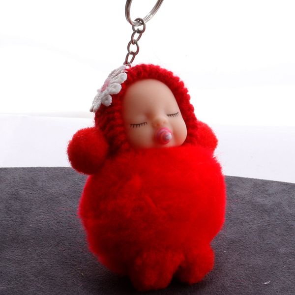 

cute sleeping baby keychain pacifier doll plush bag hair ball key pendant 7 style, Silver