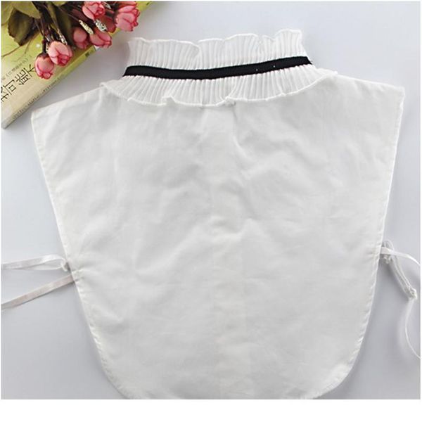 

ladies pleated ruffles fake stand collar lace-up bowtie detachable half-shirt ladies jllevj, Blue;red