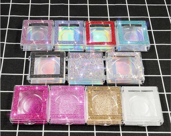 

packaging false eyelashes glitter square bling diamond empty eyelash box case fake eye lashes plastic boxes