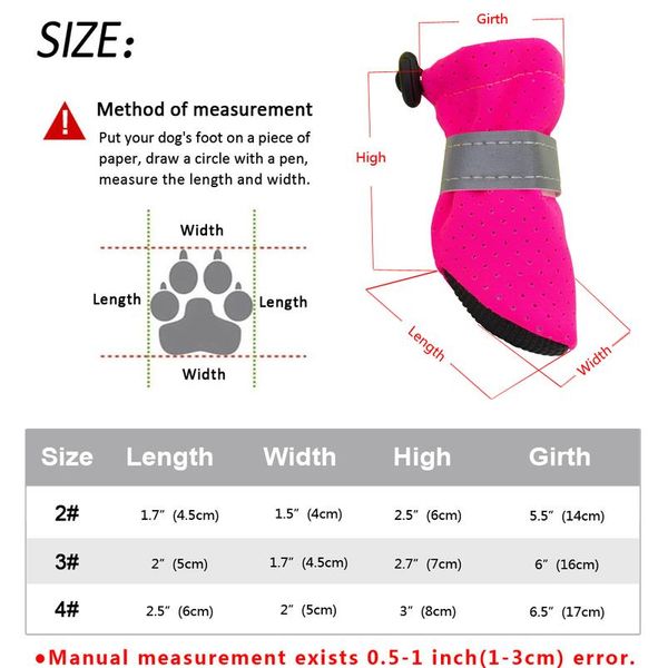 

4pcs/set pet dog shoes anti-slip small dog shoes cute reflective pet shoes spring summer autumn breathable pet boots c bbyfja