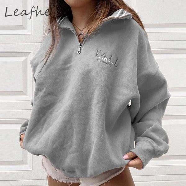 

women's hoodies & sweatshirts fashion women zipper lapel loose hoodie autumn letter print pullovers winter casual warm long sleeve str, Black