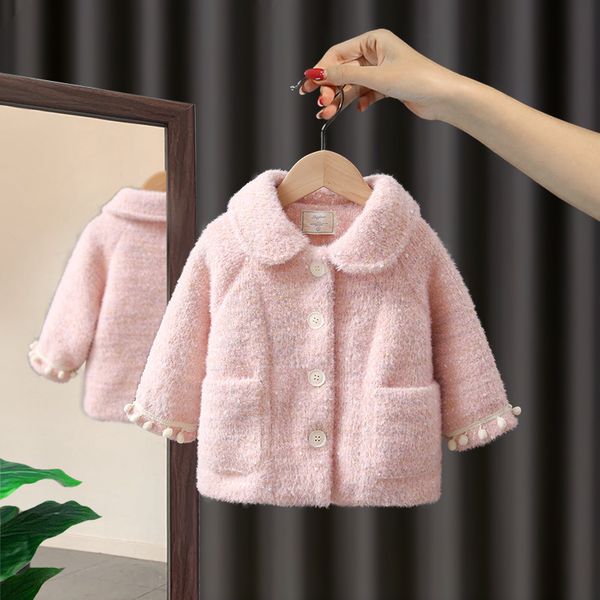 

kids designer clothes girls coat fall and winter clothes 2020 new baby girls mid-length thickened woolen coat childrens fashionable children, White