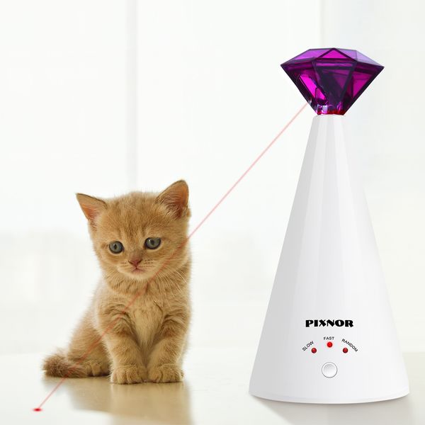 1 pc Diamond Laser Gat Toy Rotating Electric Interactive Pet Laser Pointer Forming Forniture Piet Toy per Cat Kitten PET LJ200826