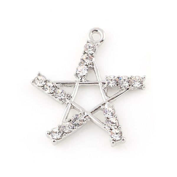 

20 шт. / лот чистый золотой кристалл пятиконечная звездная подвеска подвески подвески fit diy браслет handmade ожерелье ювелирные изделия 20, Silver