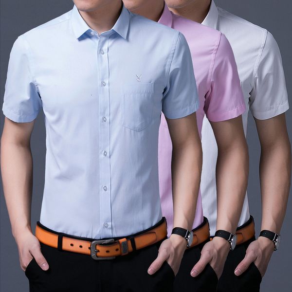 

summer new short sleeve casual shirt men's fashion slim top, White;black